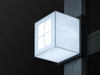 Illuminated Cube Sign Mockup