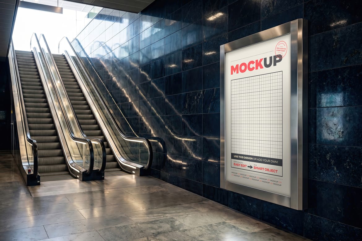 Sign Billboard Mockups with Electric Staircase