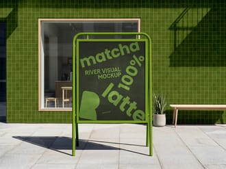 Cafe Entrance Sign Mockup