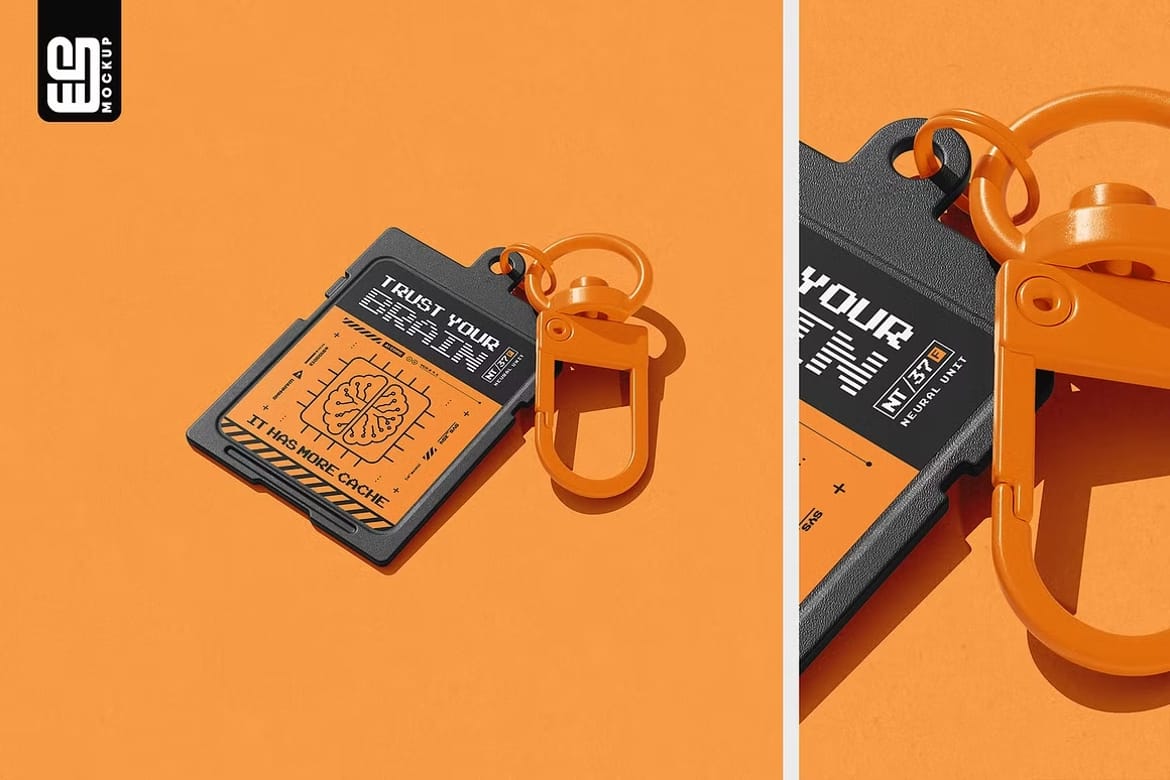 Memory Card Keychain Mockup