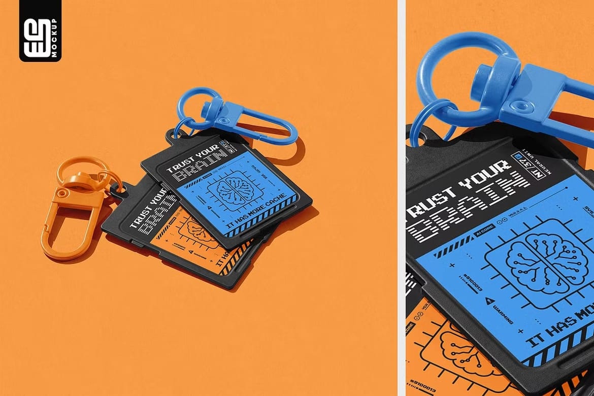 Memory Card Keychain Mockup