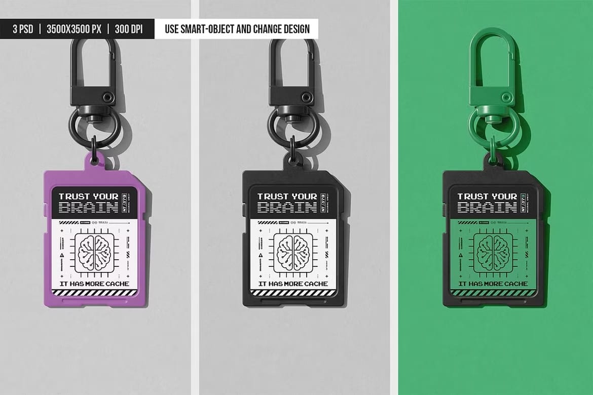 Memory Card Keychain Mockup