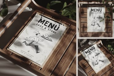 Restaurant Menu on Wooden Tray Mockup