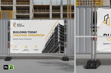 Construction Fence Banner Mockup