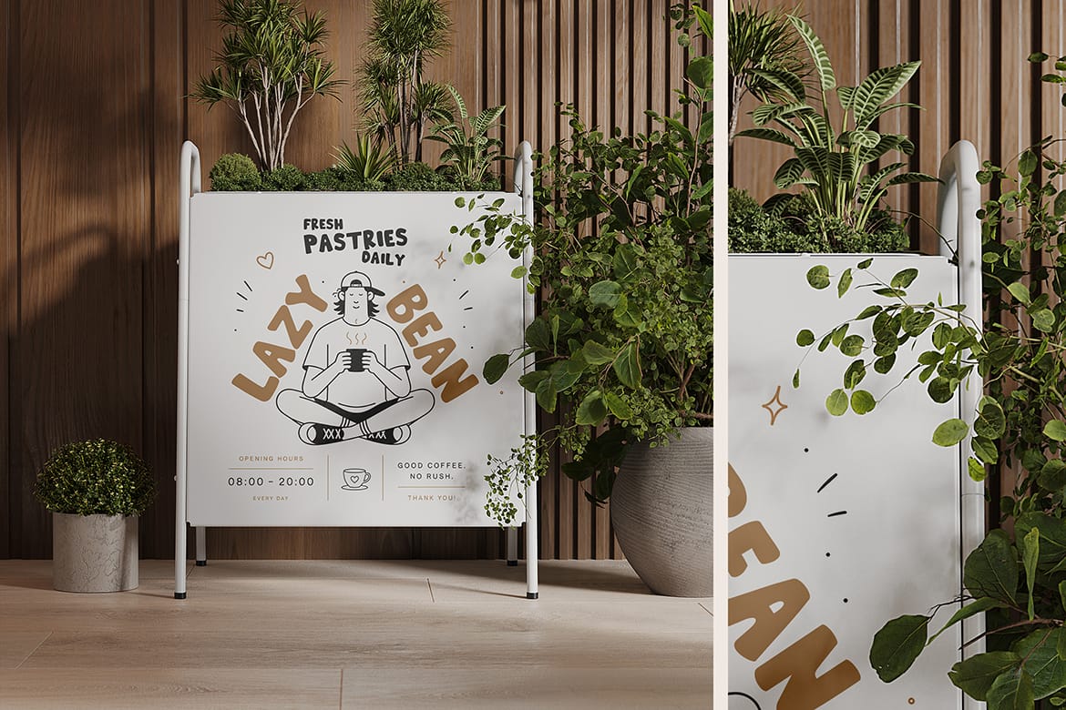 Metal A-Frame Sign with Top Holder Mockup