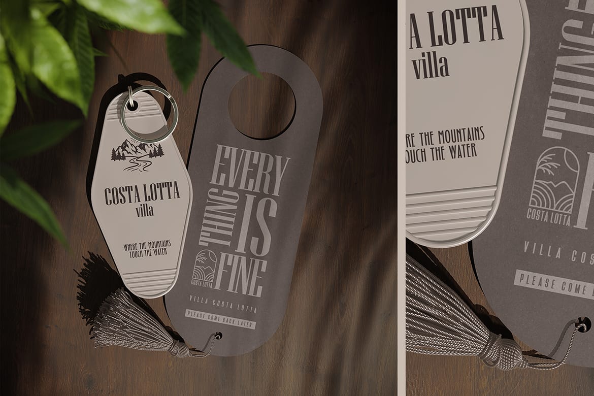 Hotel Door Hanger with Tassel Mockup