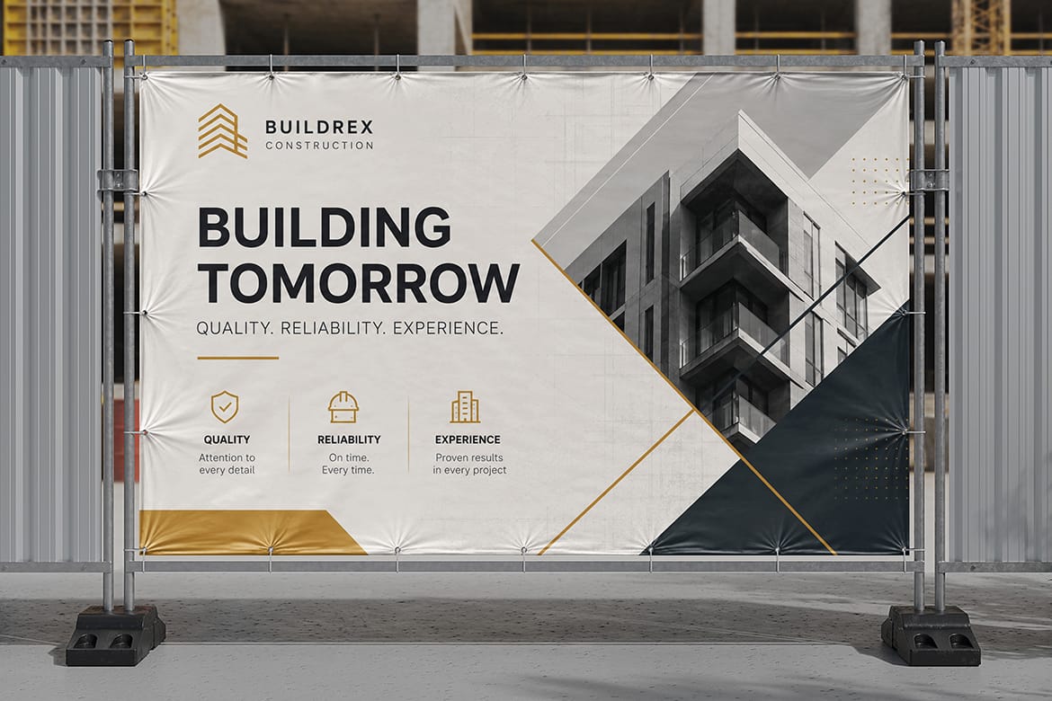 Construction Fence Banner Mockup