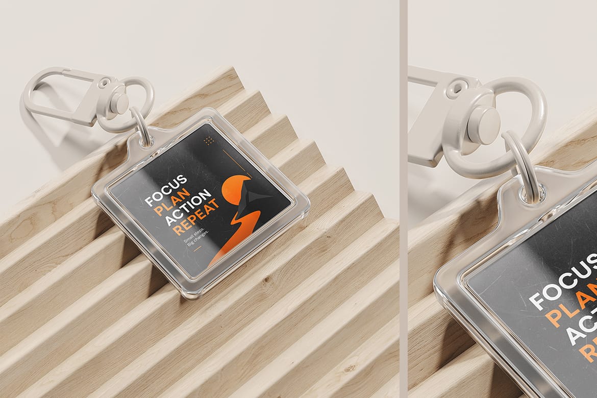 Square Acrylic Keychain Mockup