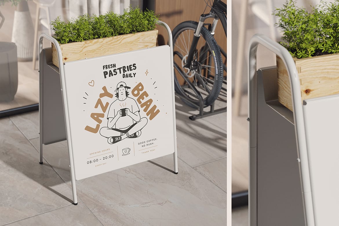 Metal A-Frame Sign with Top Holder Mockup