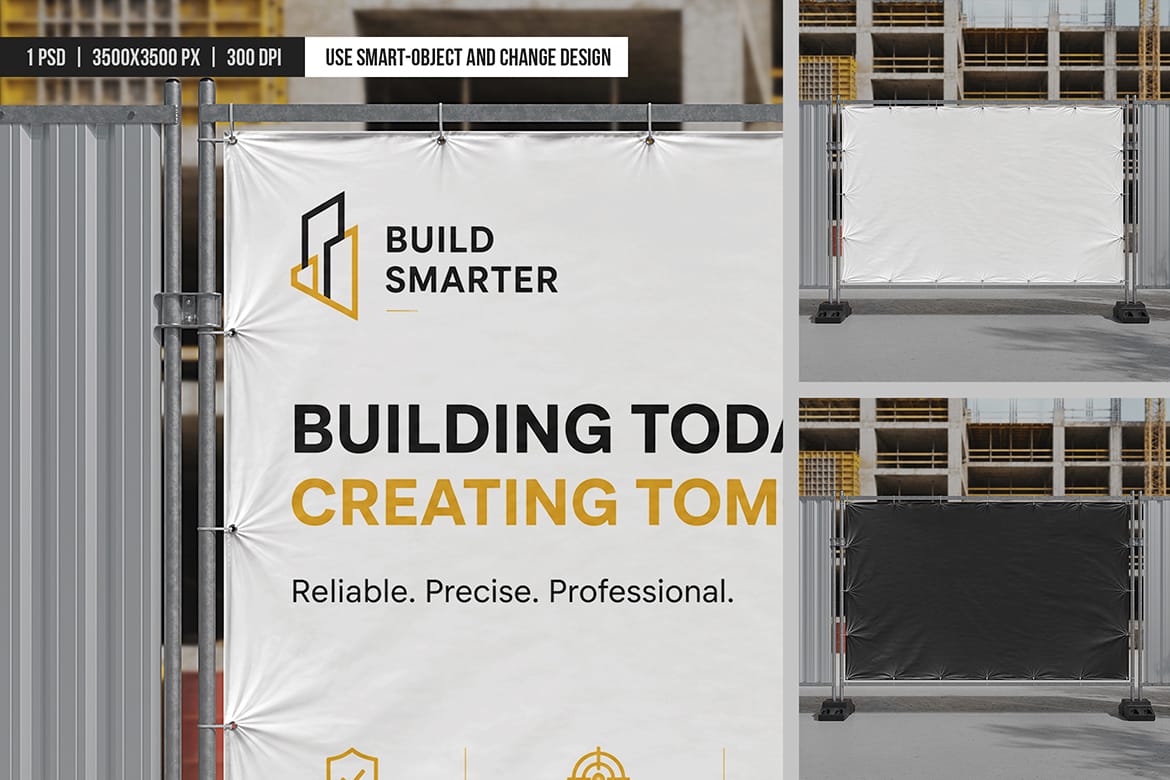 Construction Fence Banner Mockup