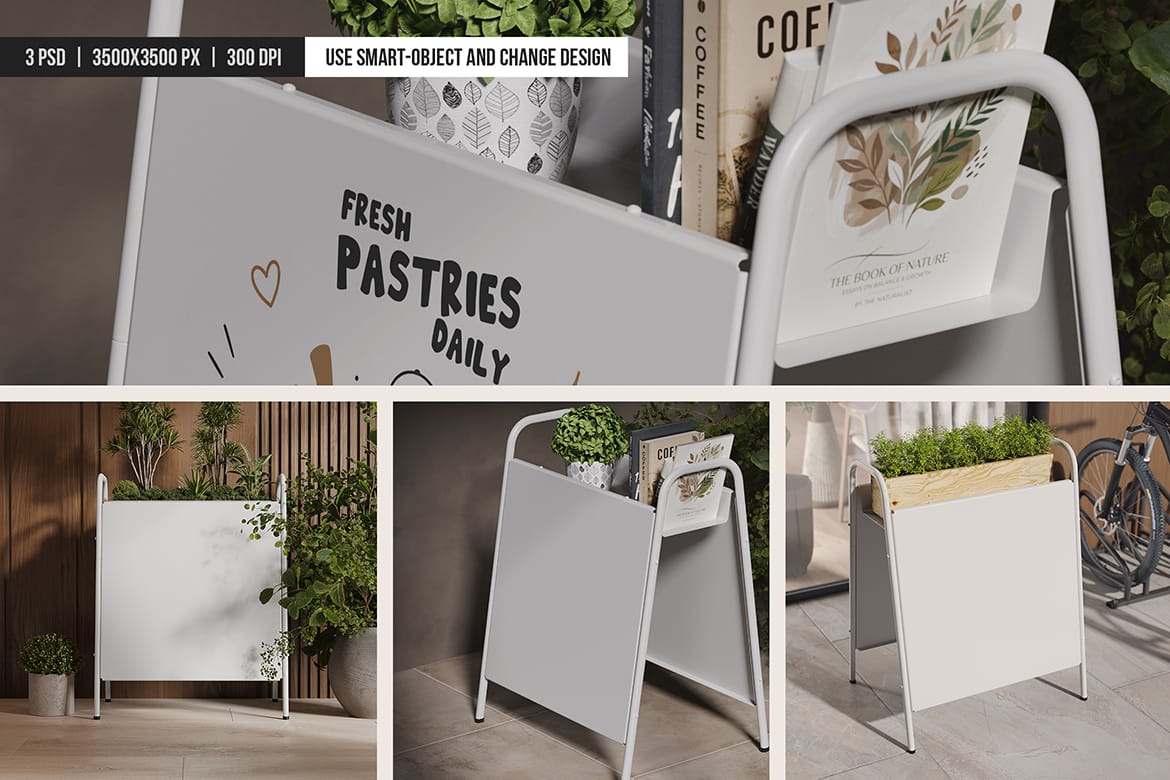 Metal A-Frame Sign with Top Holder Mockup
