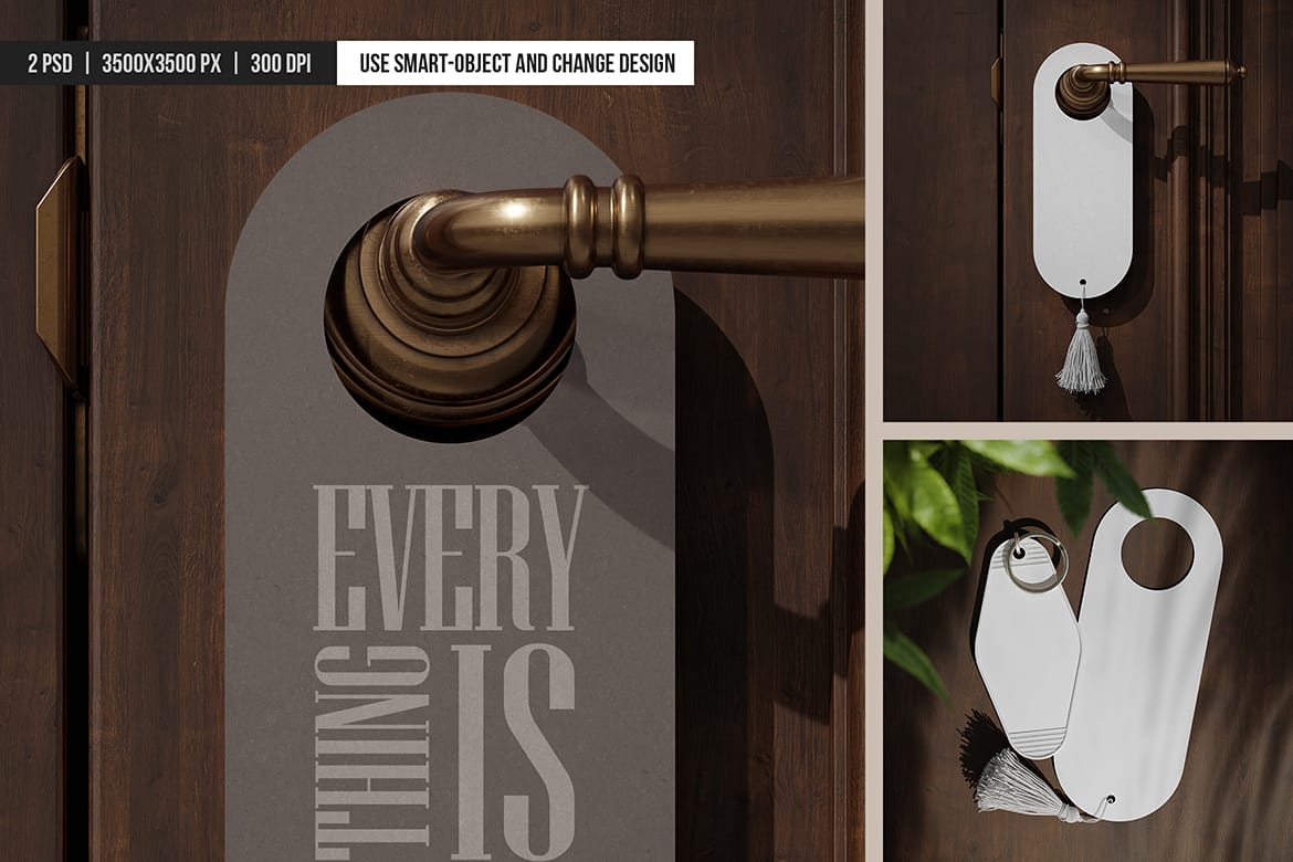 Hotel Door Hanger with Tassel Mockup