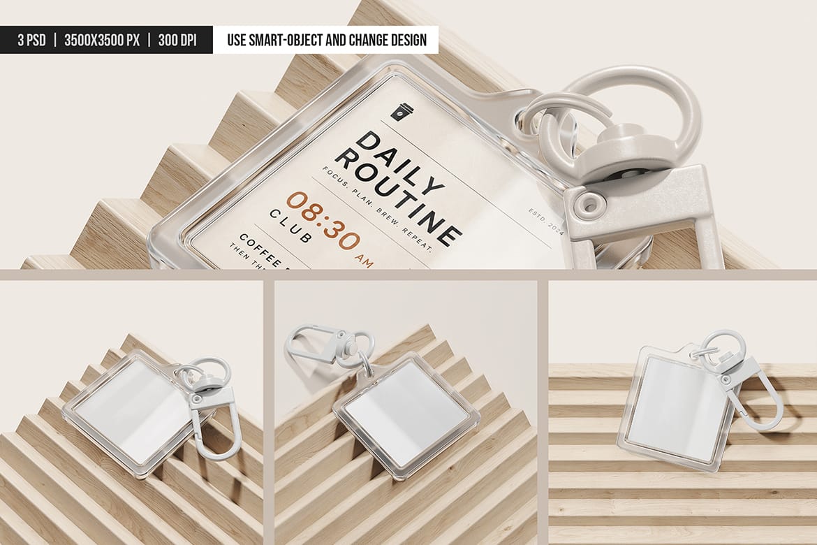 Square Acrylic Keychain Mockup