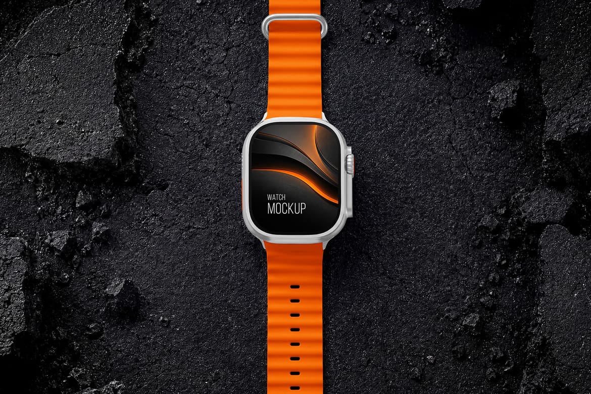 Apple Watch Ultra 2 Style Rugged Smartwatch Mockup Set