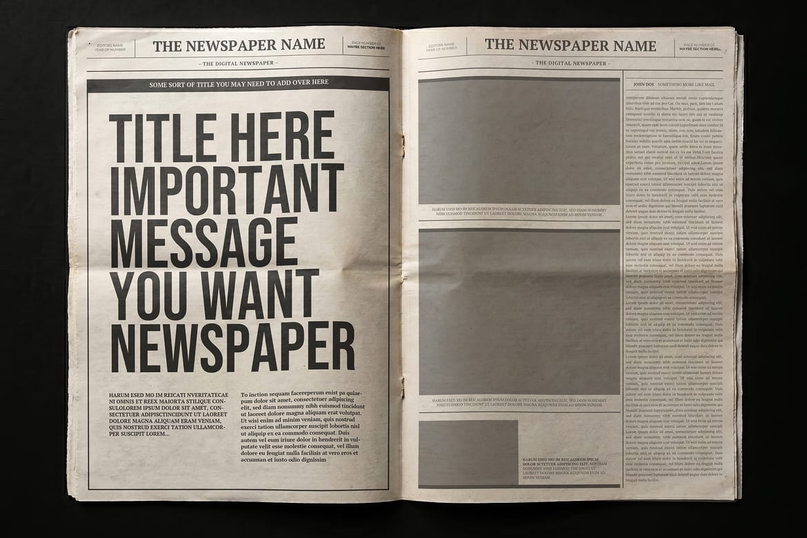 Newspaper Mockups with Editable Content