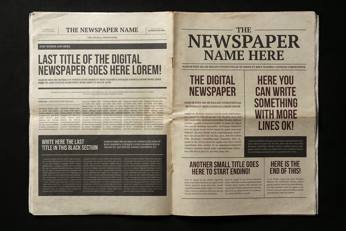 Newspaper Mockups with Editable Content