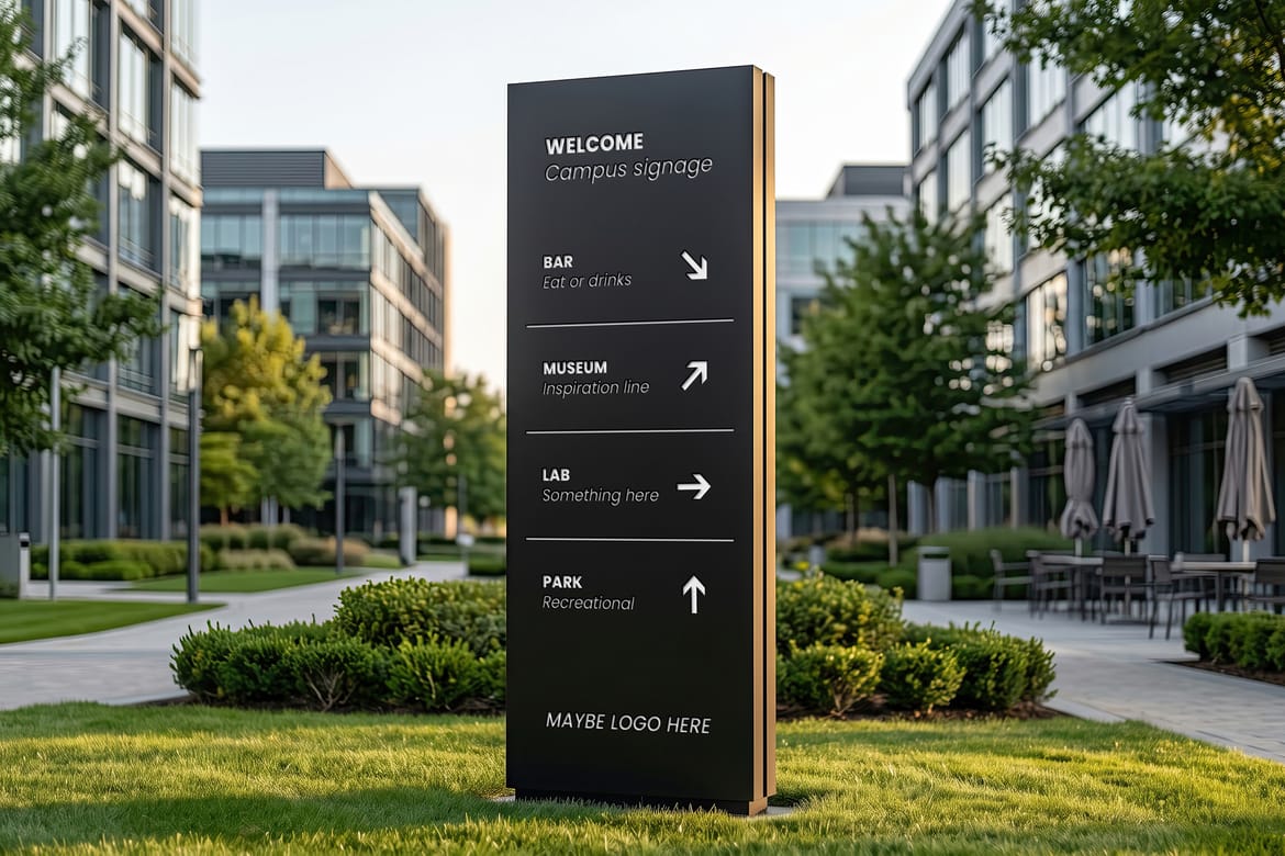 Campus Signage Signs Totems Mockups