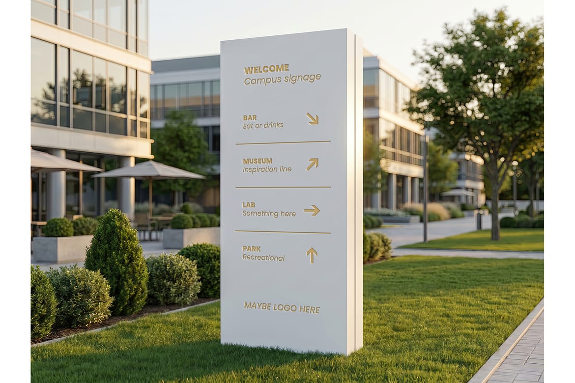 Campus Signage Signs Totems Mockups