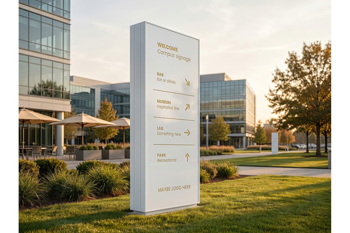 Campus Signage Signs Totems Mockups