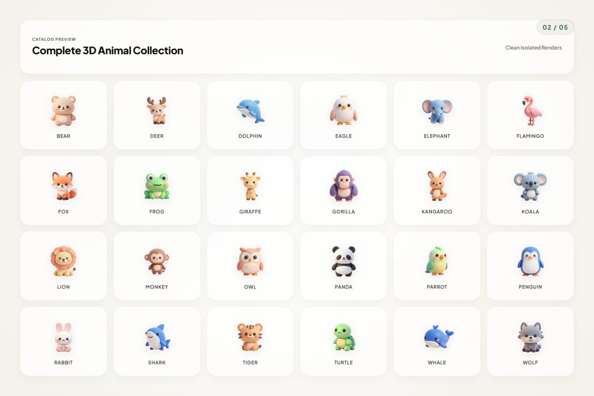 3D Animal Icons