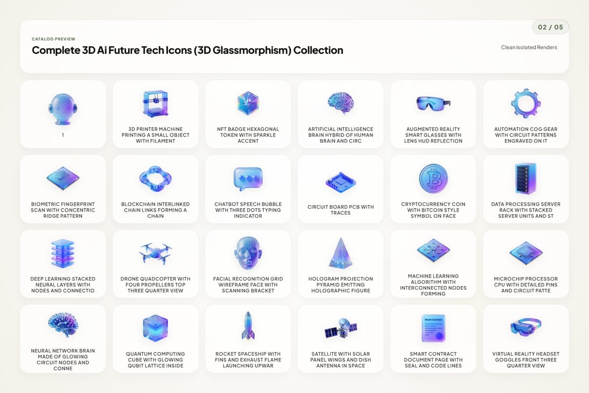 3D Future Tech Icons