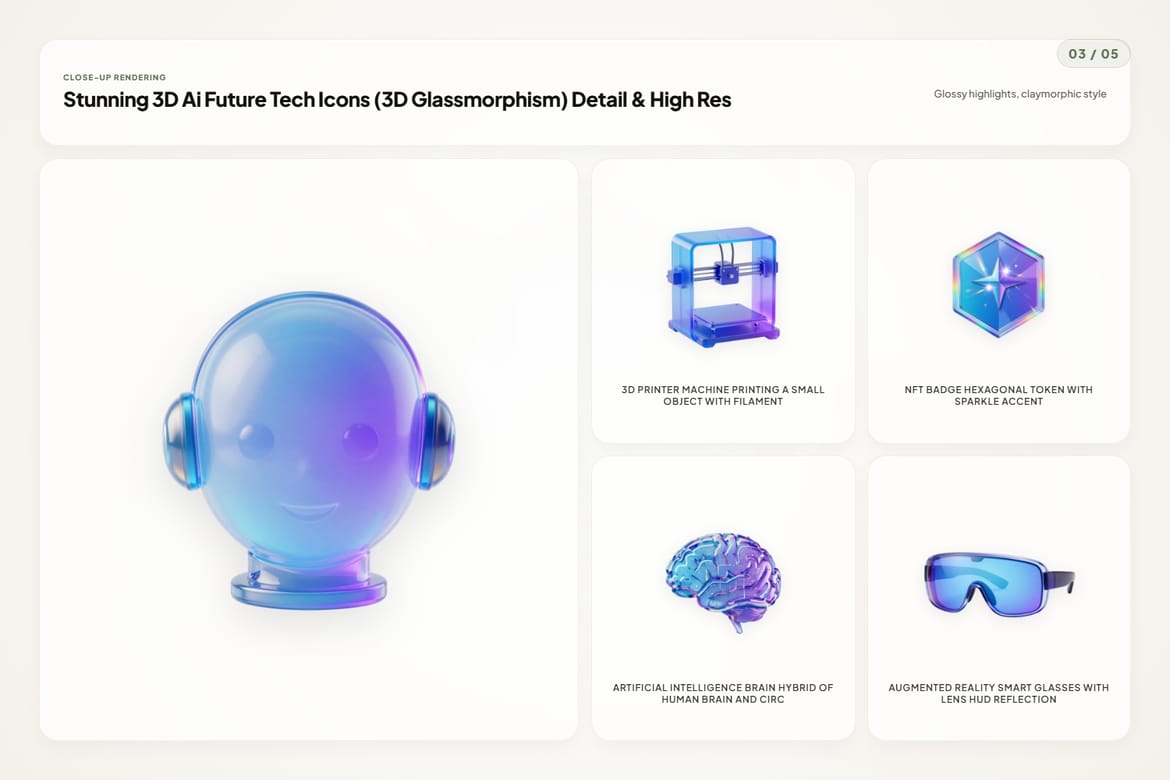 3D Future Tech Icons