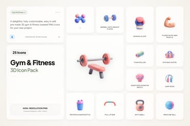 3D Gym & Fitness Icons