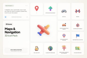 3D Map & Navigation Icons