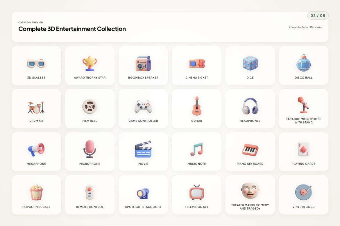 3D Entertainment Icons