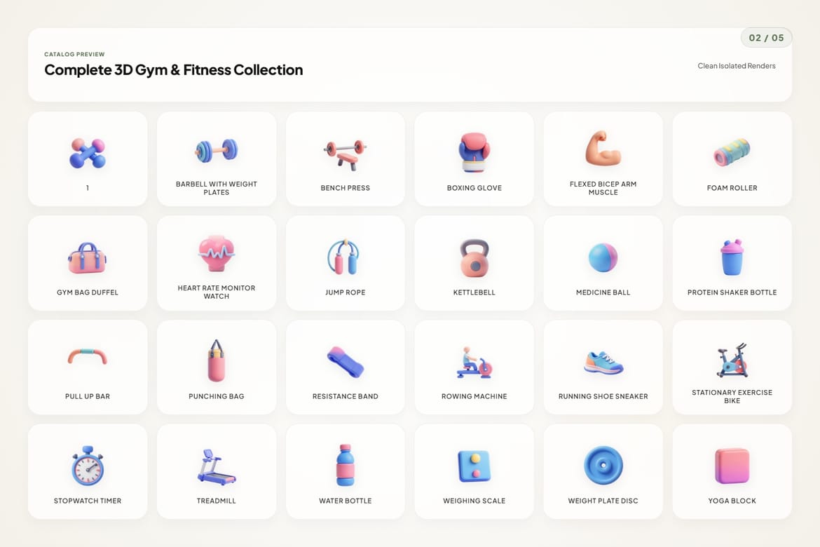 3D Gym & Fitness Icons