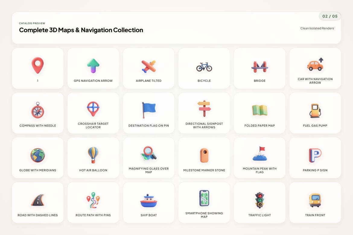 3D Map & Navigation Icons