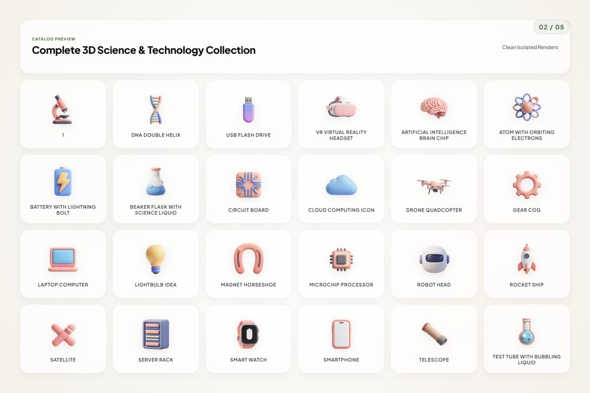 3D Science & Technology Icons