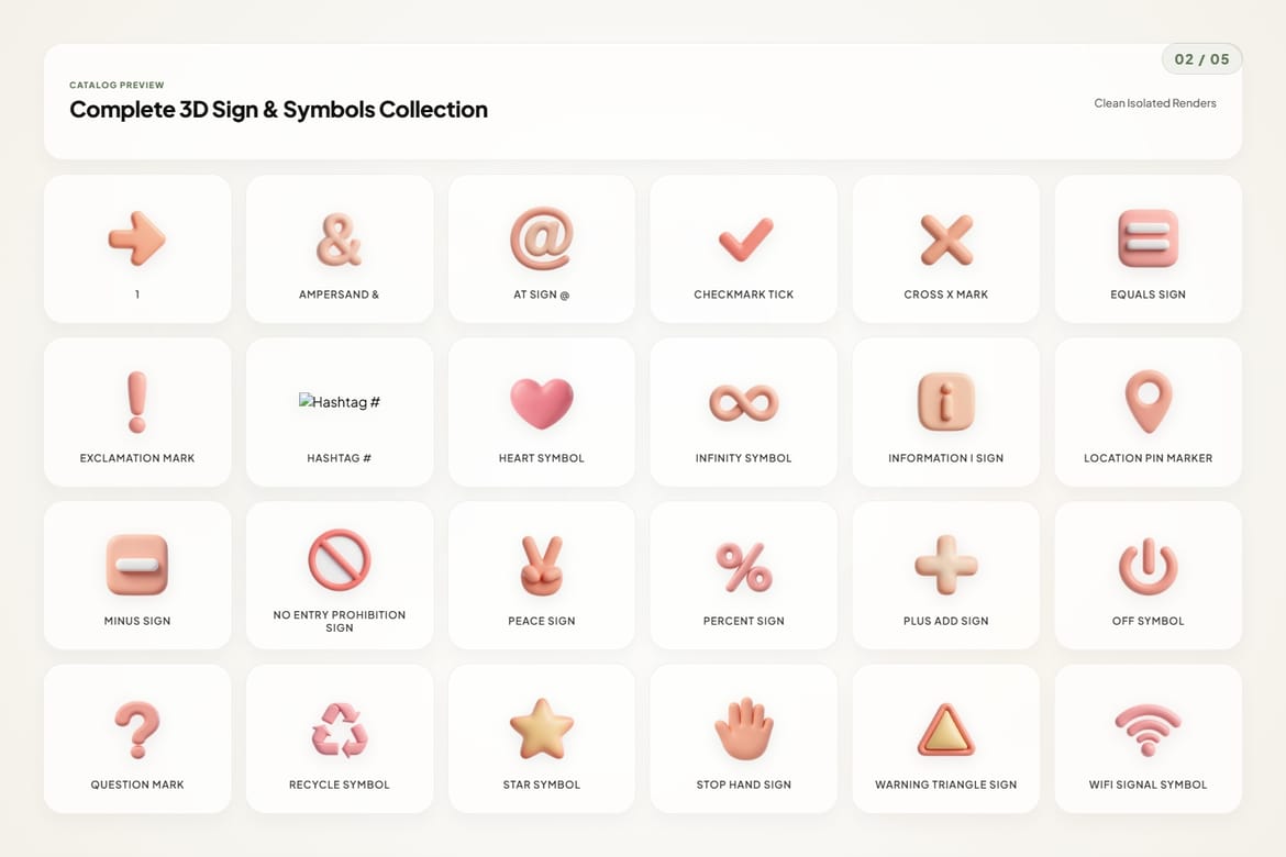 3D Sign & Symbols Icons