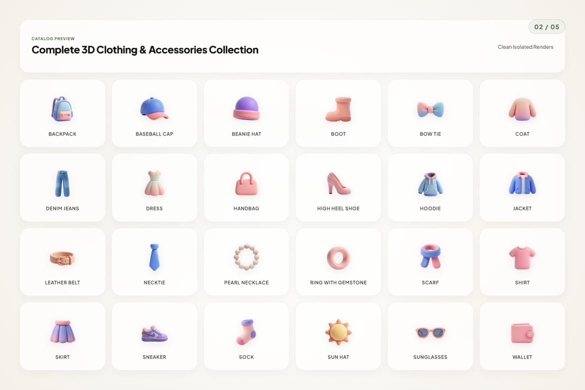 3D Clothing & Accessory Icons