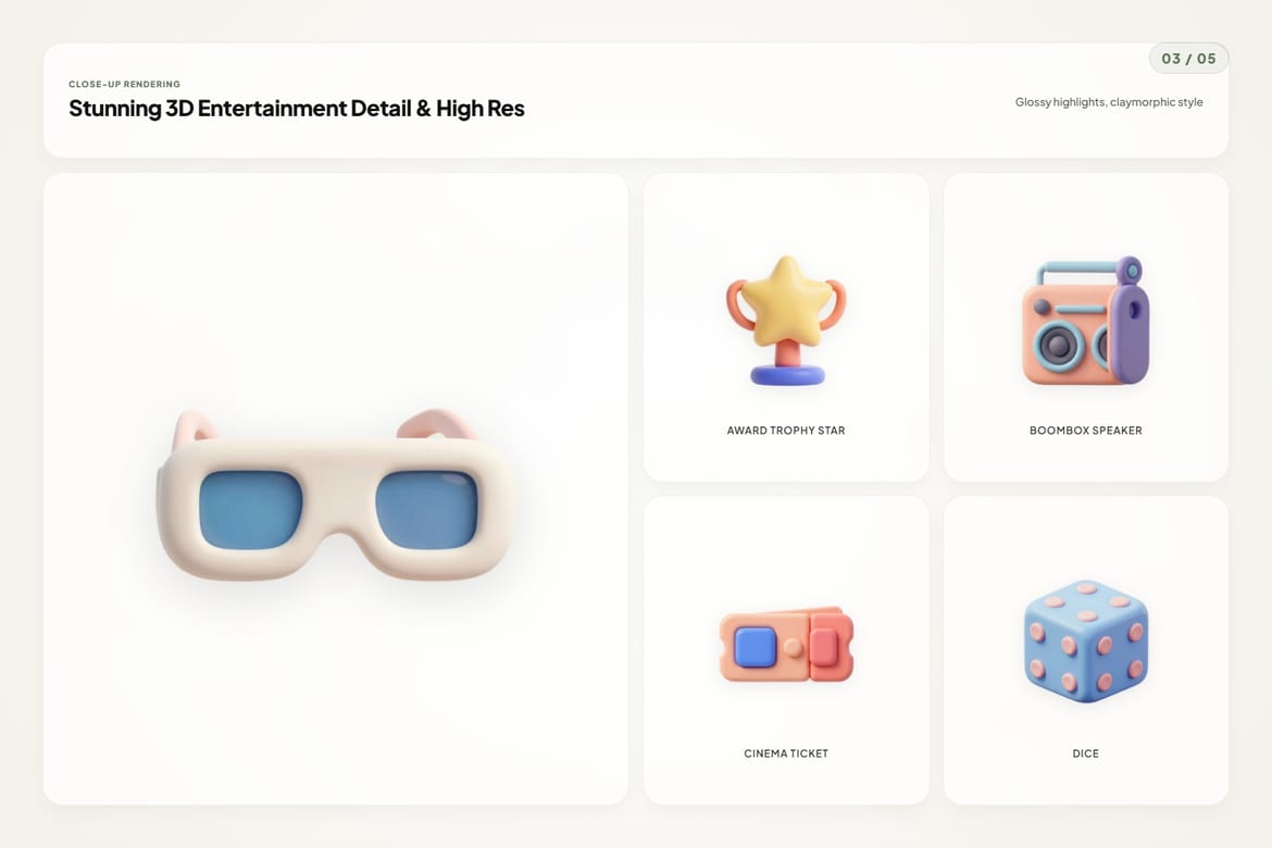 3D Entertainment Icons