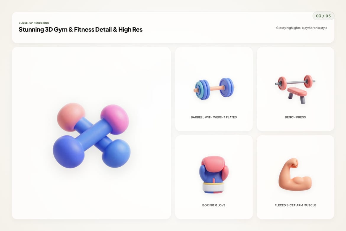3D Gym & Fitness Icons