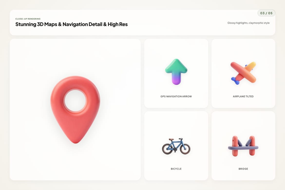 3D Map & Navigation Icons