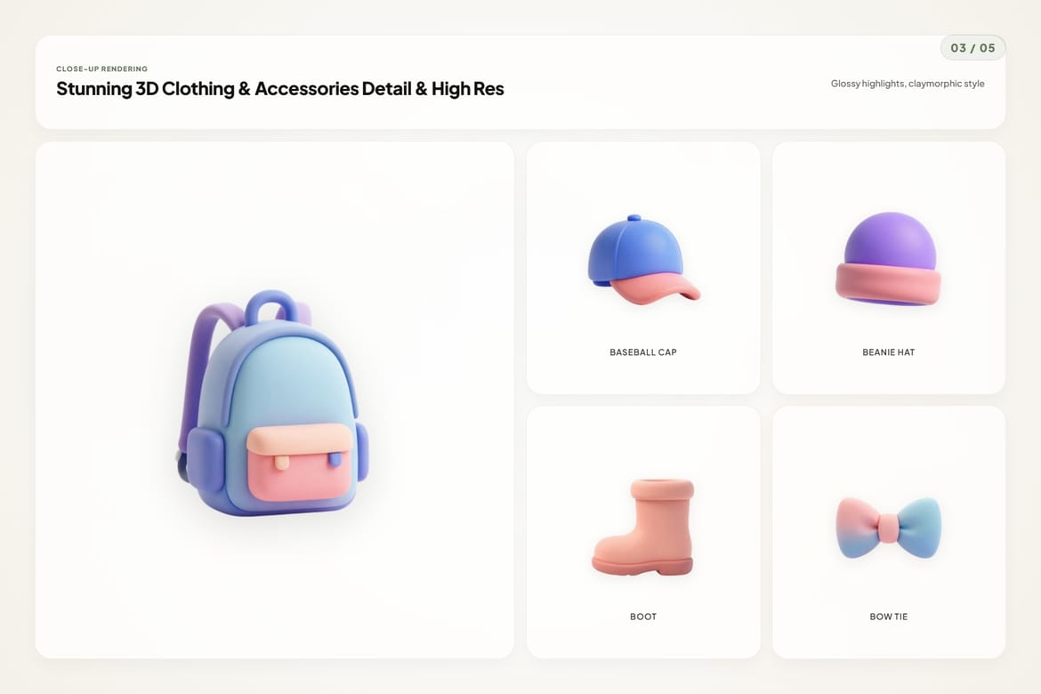 3D Clothing & Accessory Icons