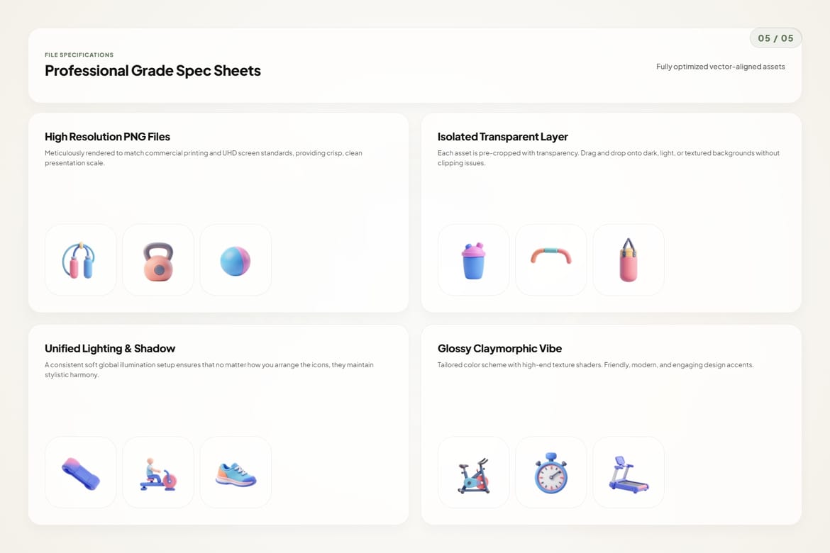 3D Gym & Fitness Icons