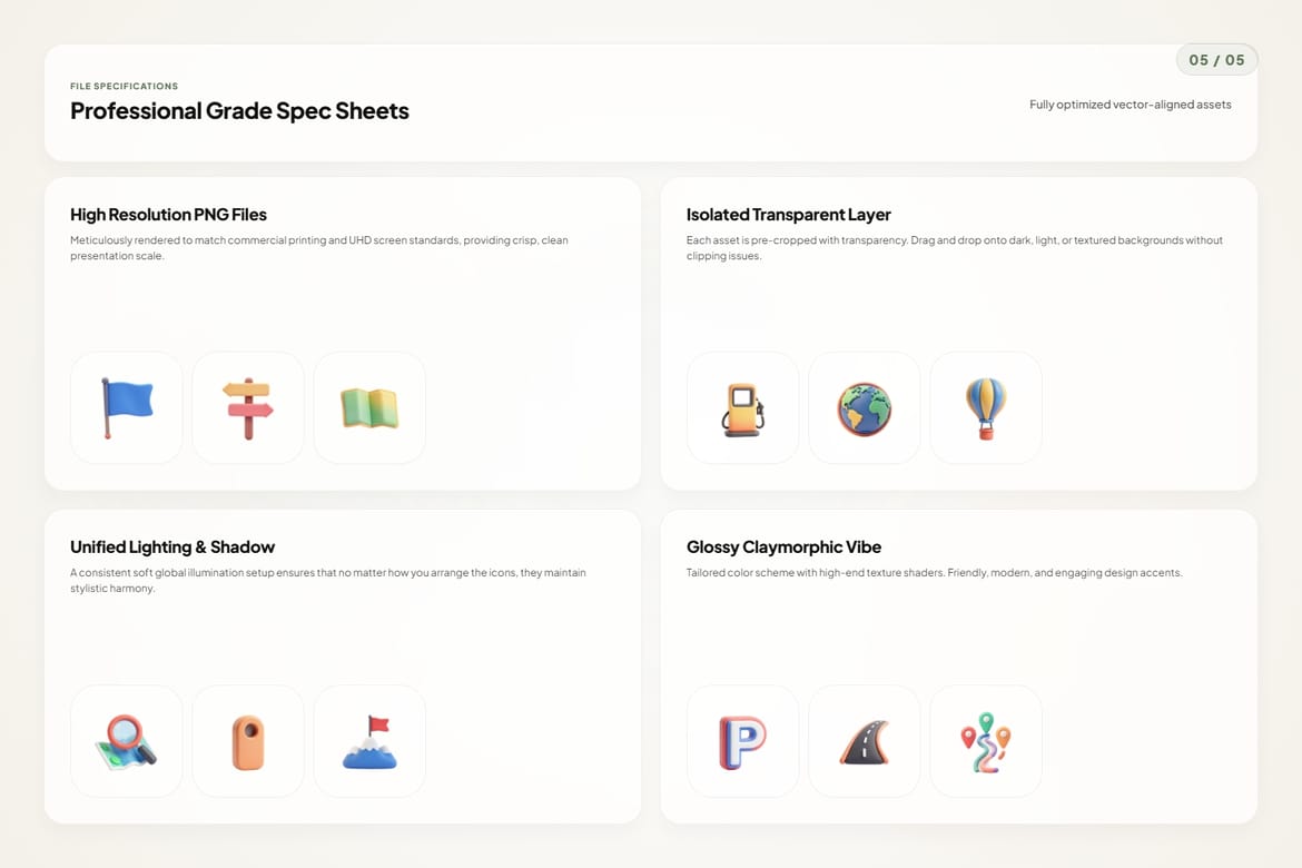 3D Map & Navigation Icons