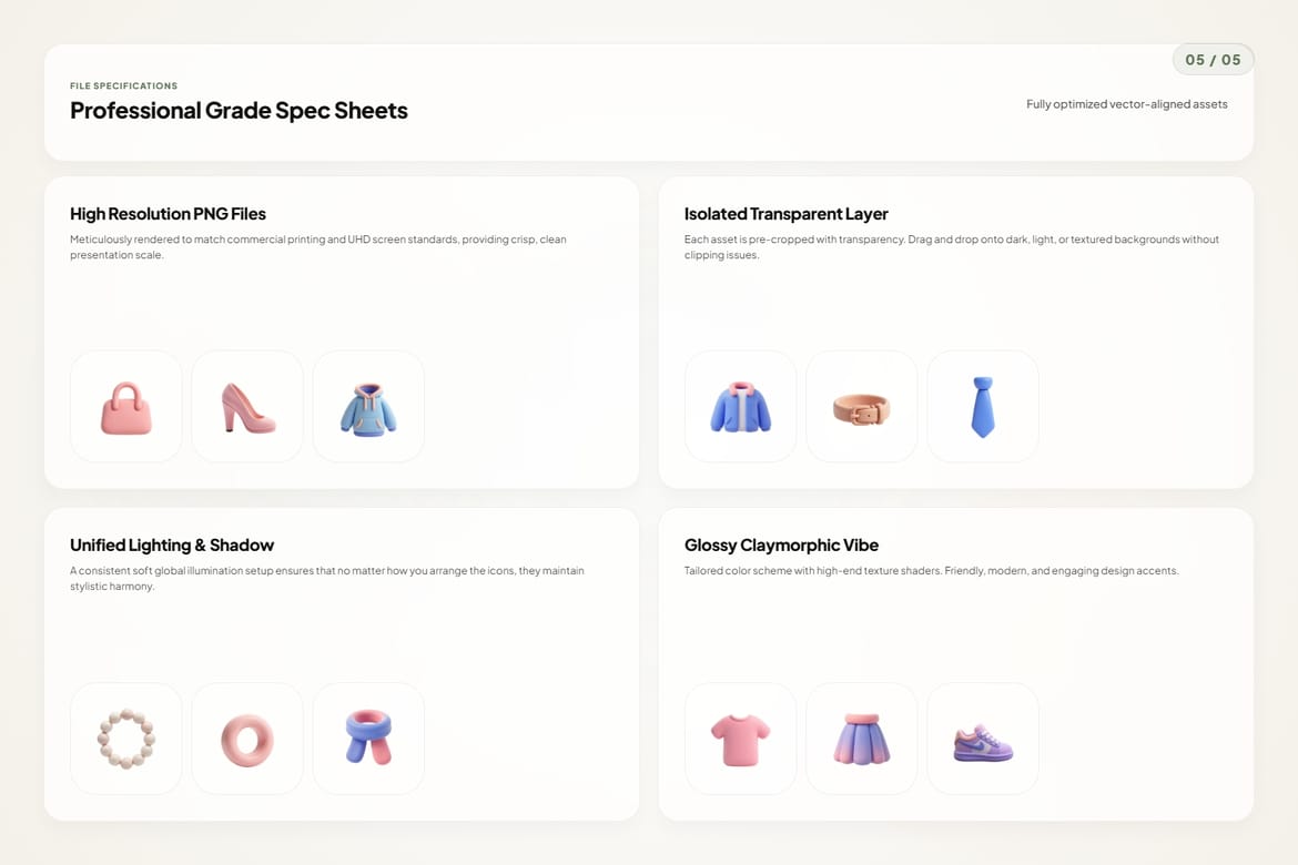 3D Clothing & Accessory Icons