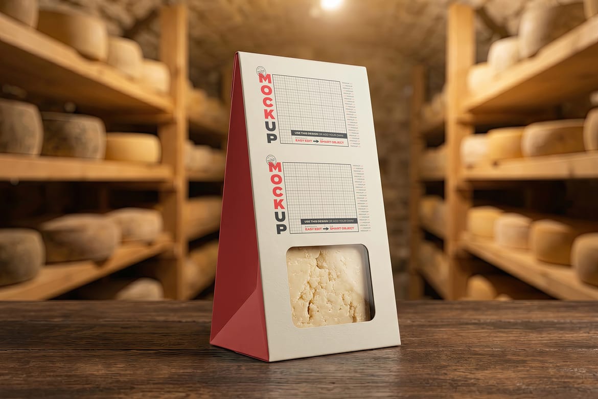 Triangle Cheese Box Packaging Mockup
