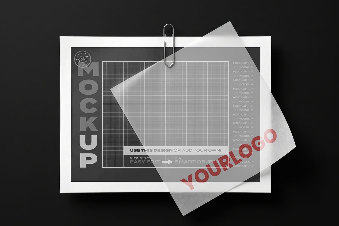 Page with Tracing Paper on Top Mockups