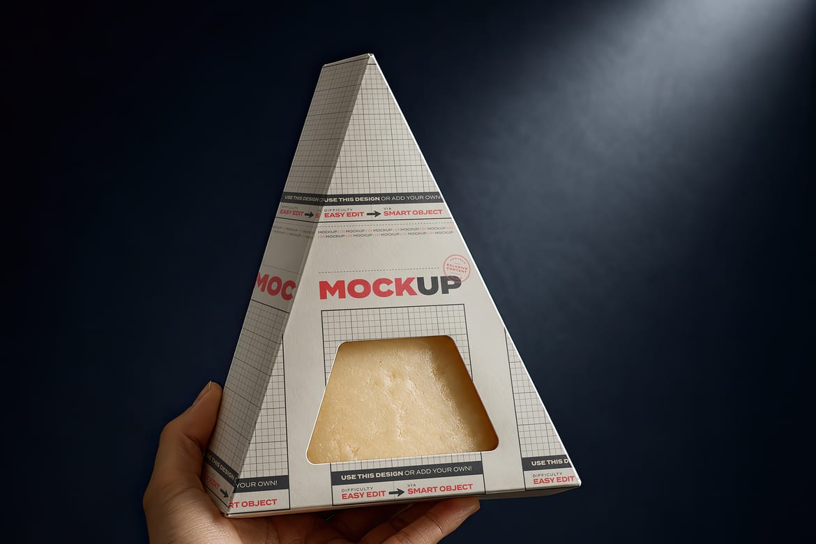 Triangle Cheese Box Packaging Mockup