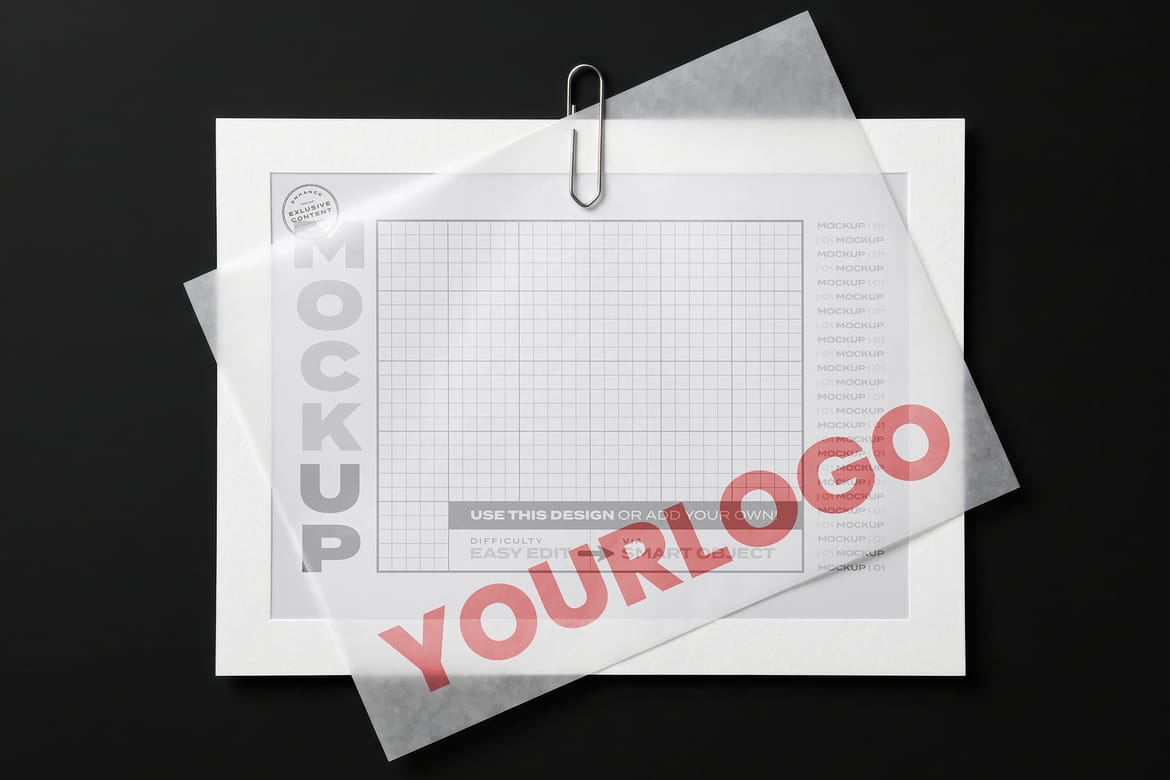 Page with Tracing Paper on Top Mockups