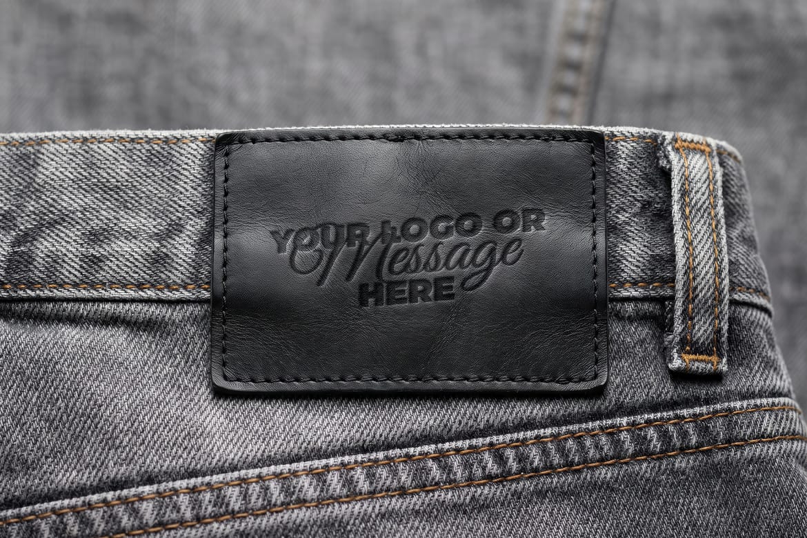 Denim Jeans Leather Label Pressed Effect Mockups