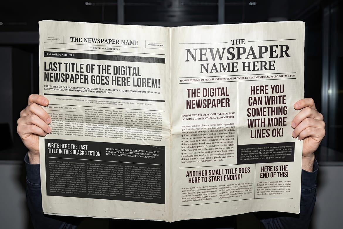 Newspaper Hard Flash Mockups (Editable Content)