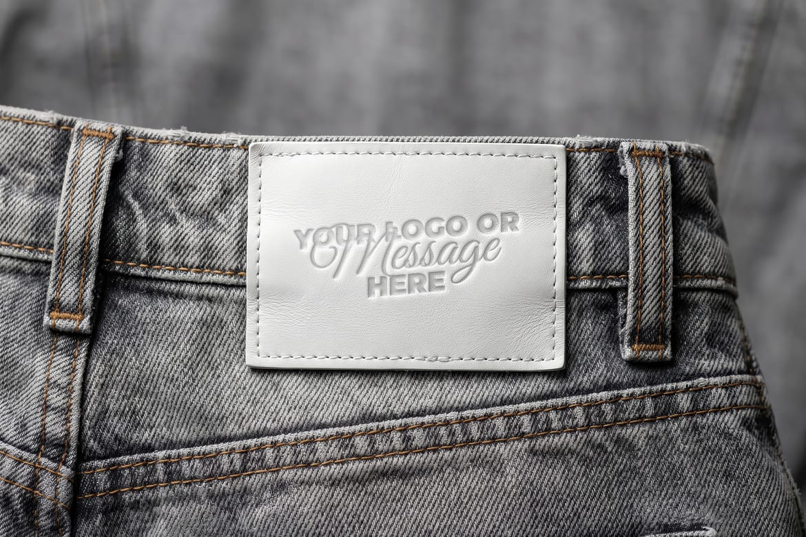 Denim Jeans Leather Label Pressed Effect Mockups