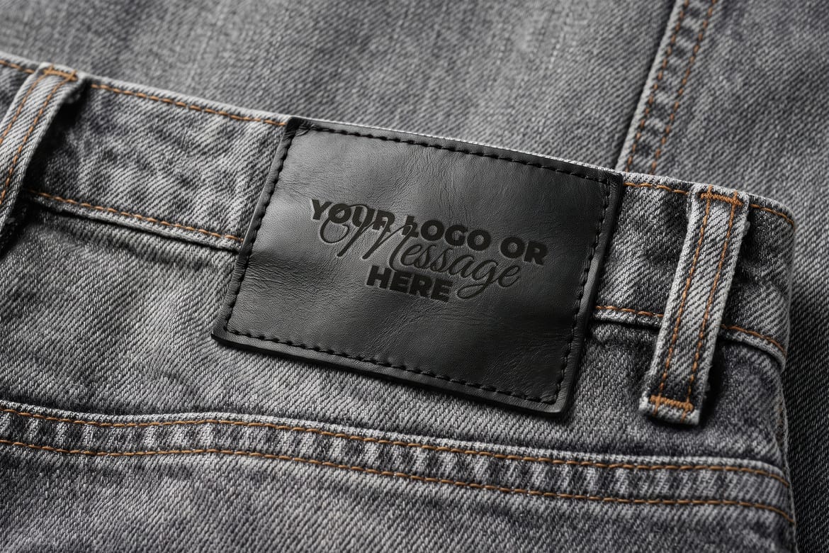 Denim Jeans Leather Label Pressed Effect Mockups