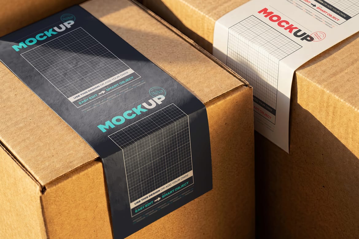 Label on Closed Boxes Mockups